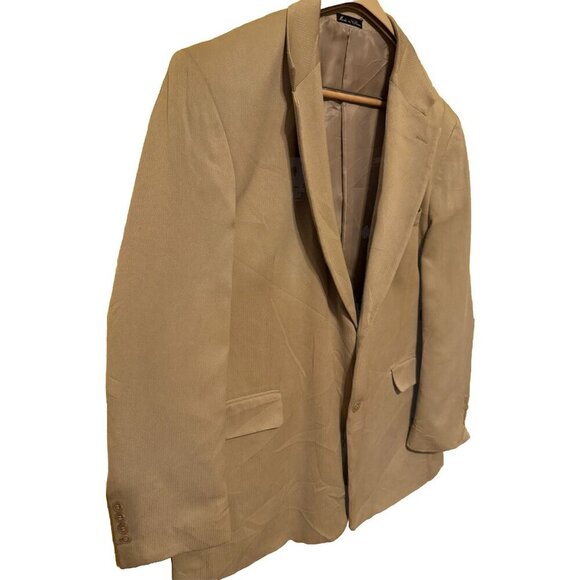 Adolfo International Blazer 100% SILK Tan Beige Stripe 46R Quiet Luxury - Picture 4 of 9